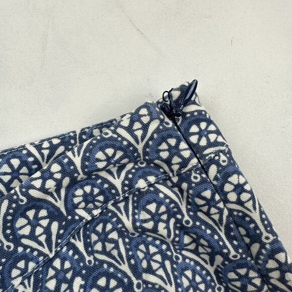 VTG Talbots Blue White Geometric Floral Cropped Pants Stretch Side Zip Sz 6 - Picture 5 of 8